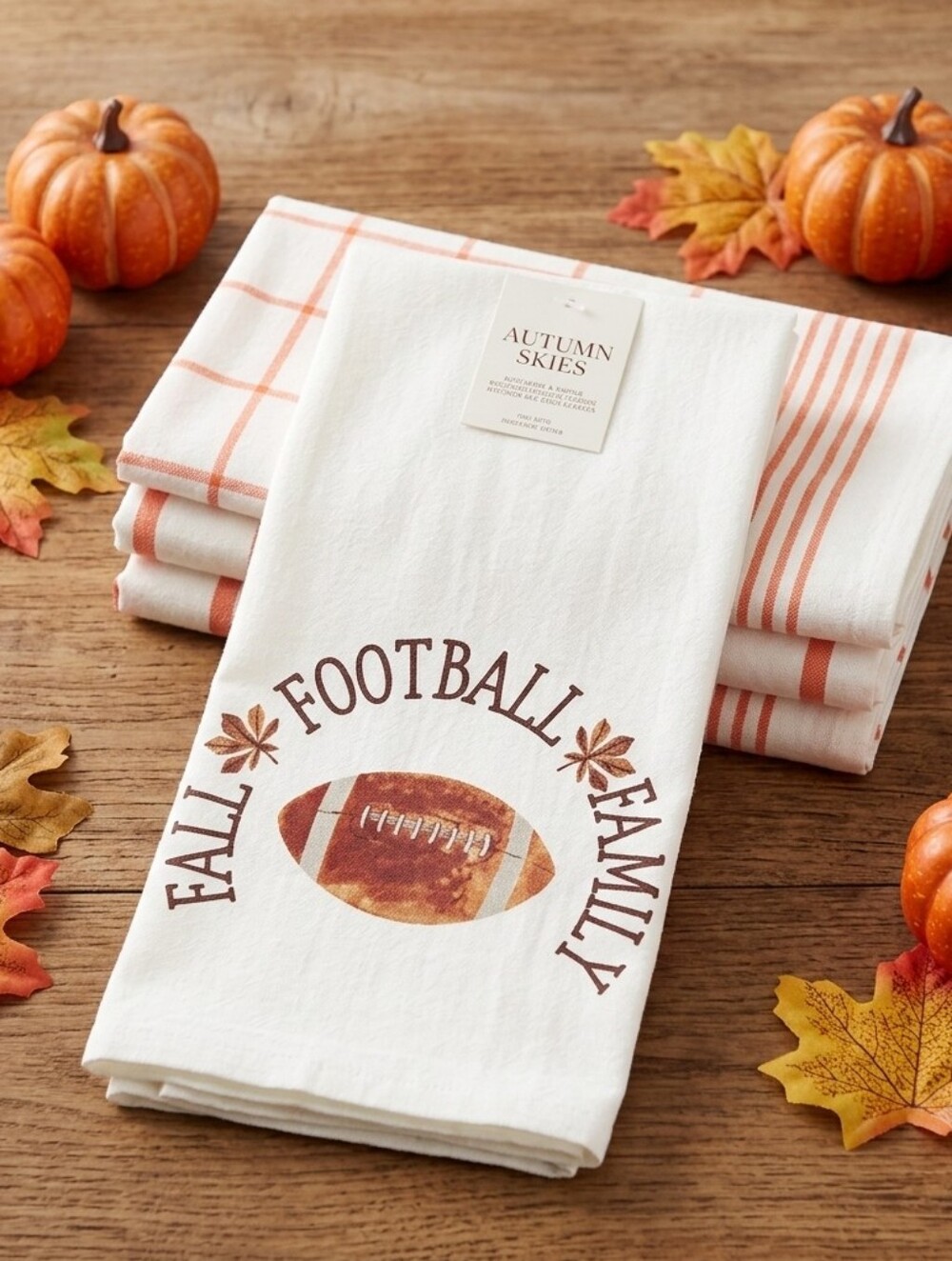 Set of 4 Autumn Skies Fall Football Family Kitchen Towels New